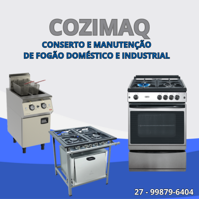 Cartaz de divulgação do prestador de serviço Cozimaq - Conserto e manutenção de fogão doméstico e industrial
