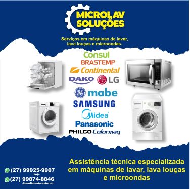 Arte de divulgação - Microlav Soluções em máquinas de lavar, lava louças e micro-ondas